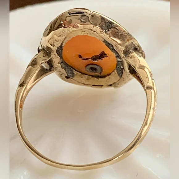 Vintage * Estate * SECO 10k Gold Cameo & Diamond Ring - Picture 11 of 14
